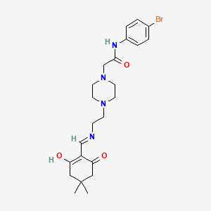 molecular formula C23H31BrN4O3 B12455381 N-(4-bromophenyl)-2-[4-(2-{[(4,4-dimethyl-2,6-dioxocyclohexylidene)methyl]amino}ethyl)piperazin-1-yl]acetamide 