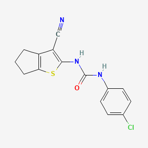 molecular formula C15H12ClN3OS B12455391 1-(4-chlorophenyl)-3-(3-cyano-5,6-dihydro-4H-cyclopenta[b]thiophen-2-yl)urea 
