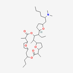 molecular formula C37H65NO7 B1245541 5-[1-[5-[2-(Dimethylamino)hexyl]oxolan-2-yl]propyl]-2,6,11-trimethyl-14-propyl-4,13,19,20-tetraoxatricyclo[14.2.1.17,10]icosane-3,12-dione 