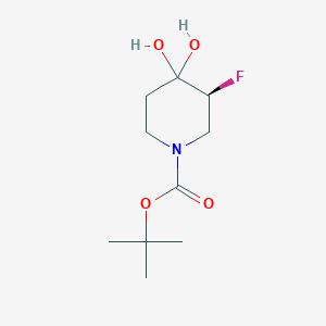 molecular formula C10H18FNO4 B12455429 tert-butyl (3S)-3-fluoro-4,4-dihydroxy-piperidine-1-carboxylate 