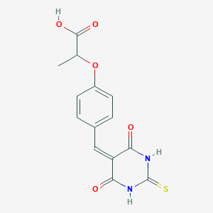 molecular formula C14H12N2O5S B12455453 2-{4-[(4,6-dioxo-2-thioxotetrahydropyrimidin-5(2H)-ylidene)methyl]phenoxy}propanoic acid 