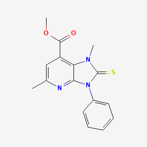 molecular formula C16H15N3O2S B12455458 Methyl 2,3-dihydro-1,5-dimethyl-3-phenyl-2-thioxo-1H-imidazo-[4,5-b]-pyridine-7-carboxylate 