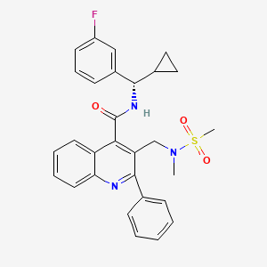 molecular formula C29H28FN3O3S B1245555 N-[(S)-cyclopropyl-(3-fluorophenyl)methyl]-3-[[methyl(methylsulfonyl)amino]methyl]-2-phenylquinoline-4-carboxamide 