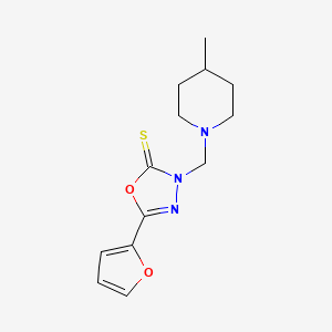 molecular formula C13H17N3O2S B12455708 5-(Furan-2-yl)-3-[(4-methylpiperidin-1-yl)methyl]-1,3,4-oxadiazole-2-thione 