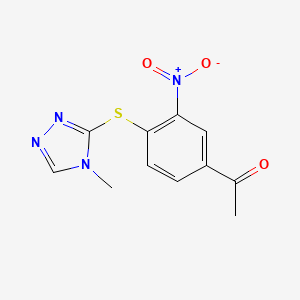 molecular formula C11H10N4O3S B12455805 1-{4-[(4-Methyl-1,2,4-triazol-3-YL)sulfanyl]-3-nitrophenyl}ethanone 