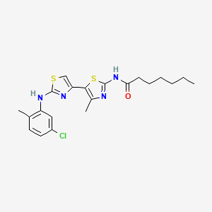 N-[5-[2-(5-chloro-2-methylanilino)-4-thiazolyl]-4-methyl-2-thiazolyl]heptanamide