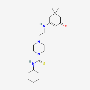 molecular formula C21H36N4OS B12455962 N-cyclohexyl-4-{2-[(5,5-dimethyl-3-oxocyclohex-1-en-1-yl)amino]ethyl}piperazine-1-carbothioamide 