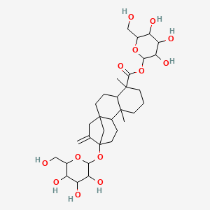molecular formula C32H50O13 B12456185 [3,4,5-Trihydroxy-6-(hydroxymethyl)oxan-2-yl] 5,9-dimethyl-14-methylidene-13-[3,4,5-trihydroxy-6-(hydroxymethyl)oxan-2-yl]oxytetracyclo[11.2.1.01,10.04,9]hexadecane-5-carboxylate 