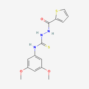molecular formula C14H15N3O3S2 B12456301 N-(3,5-dimethoxyphenyl)-2-(thiophen-2-ylcarbonyl)hydrazinecarbothioamide 