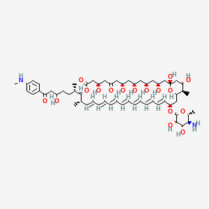 molecular formula C59H88N2O17 B1245634 (1R,3S,5S,7R,9R,13R,17R,18S,19E,21E,23E,25E,27E,29E,31E,33R,35S,36R,37S)-33-[(2R,3S,4S,5S,6R)-5-amino-3,4-dihydroxy-6-methyloxan-2-yl]oxy-1,3,5,7,9,13,37-heptahydroxy-17-[(2S)-5-hydroxy-7-[4-(methylamino)phenyl]-7-oxoheptan-2-yl]-18,36-dimethyl-16,39-dioxabicyclo[33.3.1]nonatriaconta-19,21,23,25,27,29,31-heptaene-11,15-dione CAS No. 62327-61-1