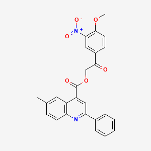 molecular formula C26H20N2O6 B12456397 2-(4-Methoxy-3-nitrophenyl)-2-oxoethyl 6-methyl-2-phenylquinoline-4-carboxylate 