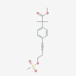 molecular formula C16H20O5S B124565 Methyl 2-methyl-2-[4-(4-methylsulfonyloxybut-1-ynyl)phenyl]propanoate CAS No. 154825-94-2