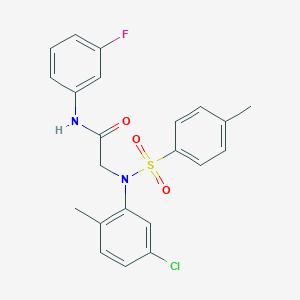 molecular formula C22H20ClFN2O3S B12456507 N~2~-(5-chloro-2-methylphenyl)-N-(3-fluorophenyl)-N~2~-[(4-methylphenyl)sulfonyl]glycinamide 