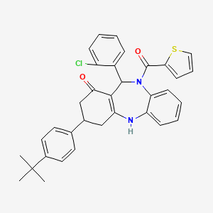 molecular formula C34H31ClN2O2S B12456572 [3-(4-tert-butylphenyl)-11-(2-chlorophenyl)-1-hydroxy-2,3,4,11-tetrahydro-10H-dibenzo[b,e][1,4]diazepin-10-yl](thiophen-2-yl)methanone 