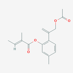 molecular formula C17H20O4 B1245672 9-acetoxy-8,10-dehydrothymol 3-O-tiglate 