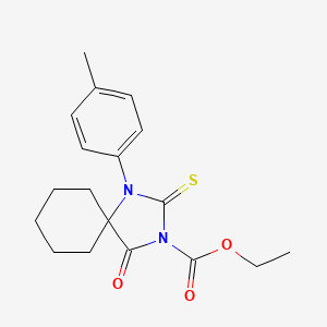 molecular formula C18H22N2O3S B12456767 Ethyl 1-(4-methylphenyl)-4-oxo-2-sulfanylidene-1,3-diazaspiro[4.5]decane-3-carboxylate 