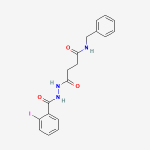 molecular formula C18H18IN3O3 B12456893 N-benzyl-4-{2-[(2-iodophenyl)carbonyl]hydrazinyl}-4-oxobutanamide 