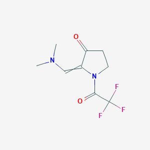 molecular formula C9H11F3N2O2 B12456909 2-((Dimethylamino)methylene)-1-(2,2,2-trifluoroacetyl)pyrrolidin-3-one 