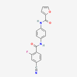molecular formula C19H12FN3O3 B12456912 N-(4-{[(4-cyano-2-fluorophenyl)carbonyl]amino}phenyl)furan-2-carboxamide 