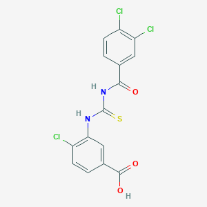 molecular formula C15H9Cl3N2O3S B12456916 4-Chloro-3-({[(3,4-dichlorophenyl)carbonyl]carbamothioyl}amino)benzoic acid 