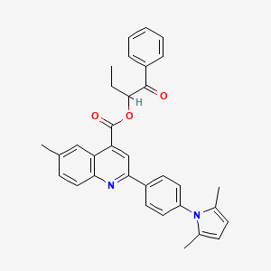 molecular formula C33H30N2O3 B12456933 1-oxo-1-phenylbutan-2-yl 2-[4-(2,5-dimethyl-1H-pyrrol-1-yl)phenyl]-6-methylquinoline-4-carboxylate 