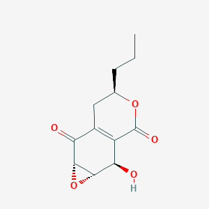 molecular formula C12H14O5 B1245694 (1aS,2R,5R,7aS)-2-hydroxy-5-propyl-2,5,6,7a-tetrahydro-1aH-oxireno[2,3-g]isochromene-3,7-dione 