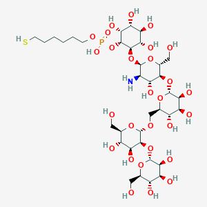 molecular formula C36H66NO28PS B1245697 6-巯基己基 (1R,2R,3R,4R,5S,6R)-2,3,4,5-四羟基-6-{[α-D-甘露糖基-(1->2)-α-D-甘露糖基-(1->6)-α-D-甘露糖基-(1->4)-α-D-葡糖胺基]氧代}环己基氢磷酸 
