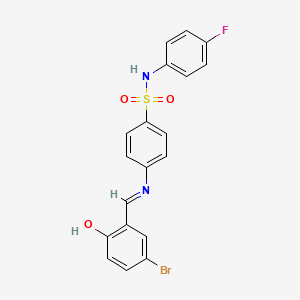 molecular formula C19H14BrFN2O3S B12457033 4-{[(E)-(5-bromo-2-hydroxyphenyl)methylidene]amino}-N-(4-fluorophenyl)benzenesulfonamide 