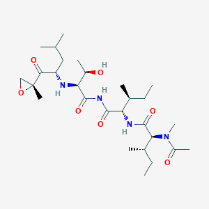 molecular formula C28H50N4O7 B12457035 (2S,3S)-2-[[(2S,3S)-2-[acetyl(methyl)amino]-3-methylpentanoyl]amino]-N-[(2S,3R)-3-hydroxy-2-[[(2S)-4-methyl-1-[(2R)-2-methyloxiran-2-yl]-1-oxopentan-2-yl]amino]butanoyl]-3-methylpentanamide 