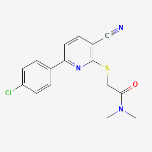 molecular formula C16H14ClN3OS B12457115 2-{[6-(4-chlorophenyl)-3-cyanopyridin-2-yl]sulfanyl}-N,N-dimethylacetamide 