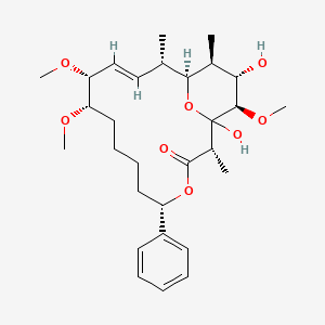 molecular formula C29H44O8 B1245716 (1S,2S,3E,5R,6S,11S,14S,16R,17S,18S)-15,17-dihydroxy-5,6,16-trimethoxy-2,14,18-trimethyl-11-phenyl-12,19-dioxabicyclo[13.3.1]nonadec-3-en-13-one 