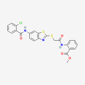 molecular formula C24H18ClN3O4S2 B12457183 Methyl 2-({[(6-{[(2-chlorophenyl)carbonyl]amino}-1,3-benzothiazol-2-yl)sulfanyl]acetyl}amino)benzoate 