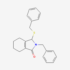 molecular formula C22H23NOS B12457185 2-benzyl-3-(benzylsulfanyl)-2,3,4,5,6,7-hexahydro-1H-isoindol-1-one 