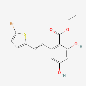 molecular formula C15H13BrO4S B12457214 Ethyl 2-[(E)-2-(5-bromo-2-thienyl)vinyl]-4,6-dihydroxy-benzoate 