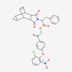 molecular formula C34H27ClN2O8 B12457556 2-[4-(2-chloro-6-nitrophenoxy)phenyl]-2-oxoethyl 2-(1,3-dioxooctahydro-4,6-ethenocyclopropa[f]isoindol-2(1H)-yl)-3-phenylpropanoate 