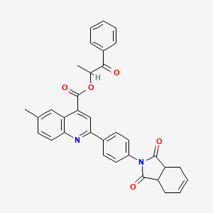 molecular formula C34H28N2O5 B12457638 1-oxo-1-phenylpropan-2-yl 2-[4-(1,3-dioxo-1,3,3a,4,7,7a-hexahydro-2H-isoindol-2-yl)phenyl]-6-methylquinoline-4-carboxylate 