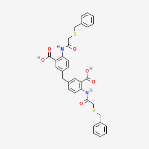 molecular formula C33H30N2O6S2 B12457702 3,3'-Methanediylbis(6-{[(benzylsulfanyl)acetyl]amino}benzoic acid) 