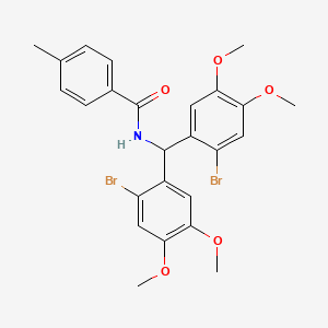 molecular formula C25H25Br2NO5 B12457807 N-[bis(2-bromo-4,5-dimethoxyphenyl)methyl]-4-methylbenzamide 