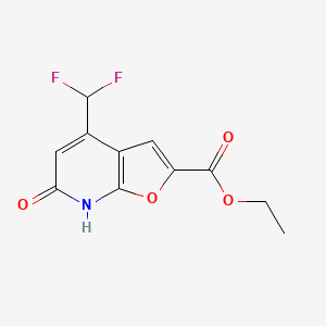 molecular formula C11H9F2NO4 B12457858 Ethyl 4-difluoromethyl-6-oxo-6,7-dihydrofuro-[2,3-b]-pyridine-2-carboxylate 