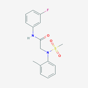 molecular formula C16H17FN2O3S B12457915 N-(3-fluorophenyl)-N~2~-(2-methylphenyl)-N~2~-(methylsulfonyl)glycinamide 