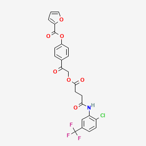 molecular formula C24H17ClF3NO7 B12457932 4-{[(4-{[2-Chloro-5-(trifluoromethyl)phenyl]amino}-4-oxobutanoyl)oxy]acetyl}phenyl furan-2-carboxylate 