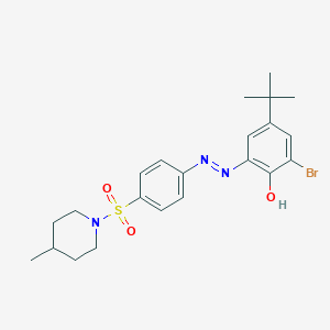 molecular formula C22H28BrN3O3S B12458071 2-bromo-4-tert-butyl-6-[(E)-{4-[(4-methylpiperidin-1-yl)sulfonyl]phenyl}diazenyl]phenol 