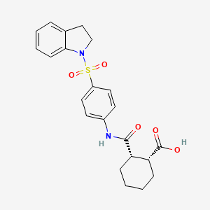 molecular formula C22H24N2O5S B12458094 (1R,2S)-2-{[4-(2,3-dihydro-1H-indol-1-ylsulfonyl)phenyl]carbamoyl}cyclohexanecarboxylic acid 