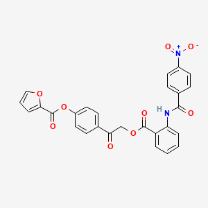 molecular formula C27H18N2O9 B12458125 4-({[(2-{[(4-Nitrophenyl)carbonyl]amino}phenyl)carbonyl]oxy}acetyl)phenyl furan-2-carboxylate 