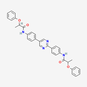 molecular formula C34H30N4O4 B12458312 N,N'-(pyrimidine-2,5-diyldibenzene-4,1-diyl)bis(2-phenoxypropanamide) 