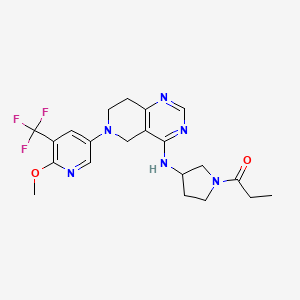 molecular formula C21H25F3N6O2 B12458362 1-[3-[[6-[6-methoxy-5-(trifluoromethyl)pyridin-3-yl]-7,8-dihydro-5H-pyrido[4,3-d]pyrimidin-4-yl]amino]pyrrolidin-1-yl]propan-1-one 