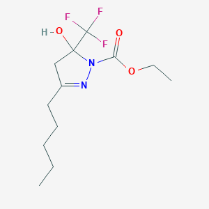 molecular formula C12H19F3N2O3 B12458469 ethyl 5-hydroxy-3-pentyl-5-(trifluoromethyl)-4H-pyrazole-1-carboxylate 