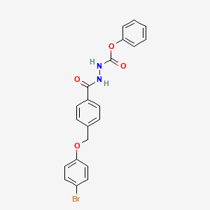 molecular formula C21H17BrN2O4 B12458534 Phenyl 2-({4-[(4-bromophenoxy)methyl]phenyl}carbonyl)hydrazinecarboxylate 