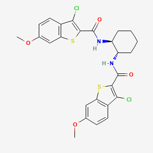 molecular formula C26H24Cl2N2O4S2 B12458567 3-Chloro-N-[(1S,2S)-2-(3-chloro-6-methoxy-1-benzothiophene-2-amido)cyclohexyl]-6-methoxy-1-benzothiophene-2-carboxamide 