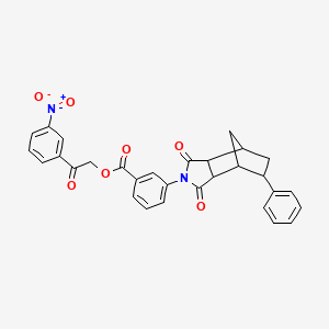 molecular formula C30H24N2O7 B12458570 2-(3-nitrophenyl)-2-oxoethyl 3-(1,3-dioxo-5-phenyloctahydro-2H-4,7-methanoisoindol-2-yl)benzoate 